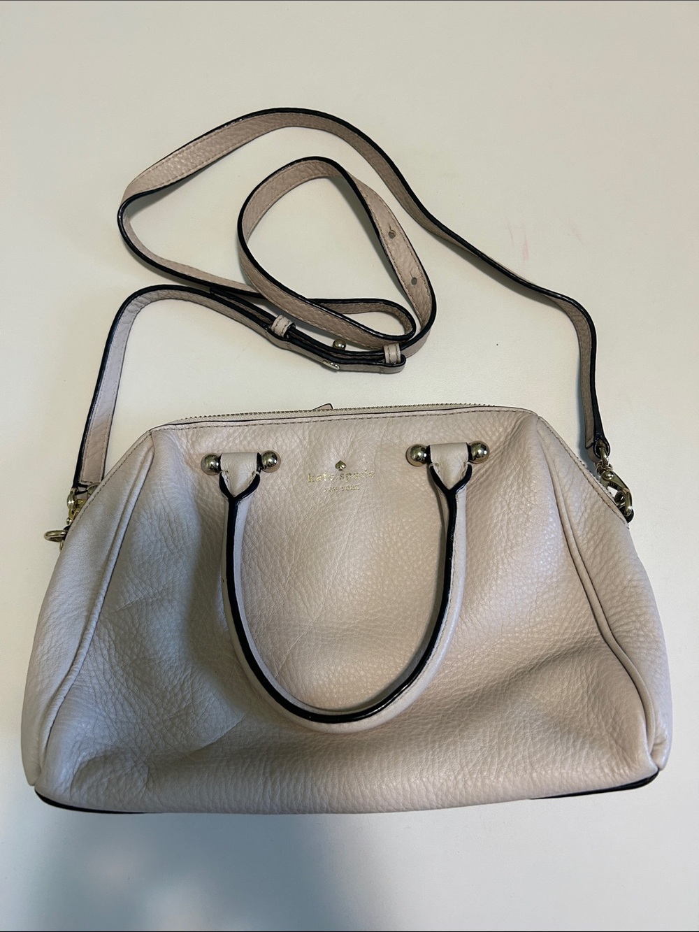 kate spade White Pebbled Leather Satchel